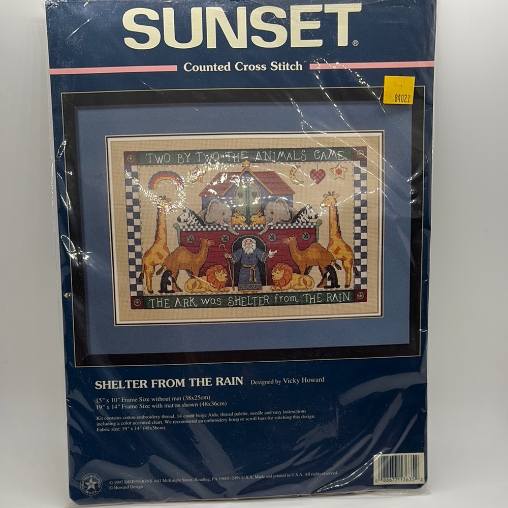 Noah’s Ark VTG Sunset Cross Stitch Kit Open Complete.